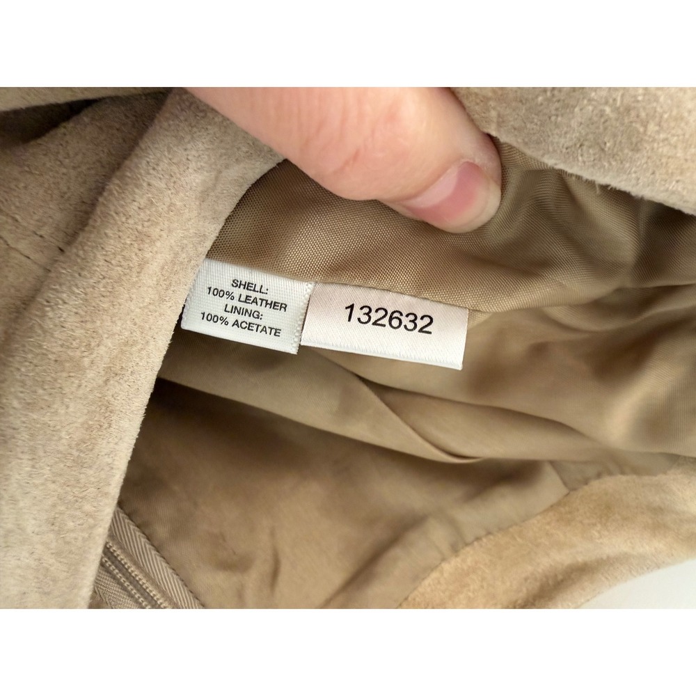 Vintage Ann Taylor Loft Pleated Suede Leather Skirt Tan Brown Size 12 Y2K - Picture 9 of 9
